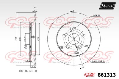 Тормозной диск MAXTECH 861313 для TOYOTA MATRIX