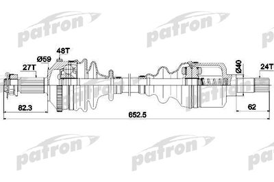 Приводной вал PATRON PDS0335 для PEUGEOT 806
