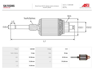 Rotor, štartér AS-PL SA1028S