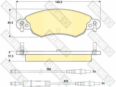 Комплект тормозных колодок, дисковый тормоз GIRLING 6114474 для CITROËN C5
