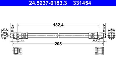 ATE 24.5237-0183.3 Тормозной шланг  для AUDI A8 (Ауди А8)