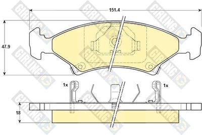 Комплект тормозных колодок, дисковый тормоз GIRLING 6130962 для KIA SEPHIA