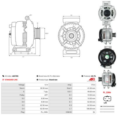 GENERATOR / ALTERNATOR AS-PL A6578S 4