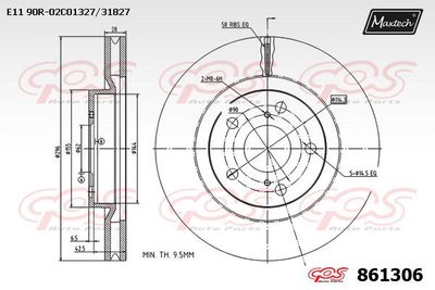 MAXTECH 861306 Тормозные диски  для TOYOTA MIRAI (Тойота Мираи)