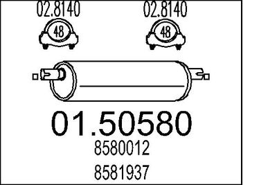 Средний глушитель выхлопных газов MTS 01.50580 для IVECO DAILY