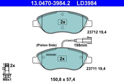 Комплект тормозных колодок, дисковый тормоз ATE 13.0470-3984.2 для LANCIA LYBRA
