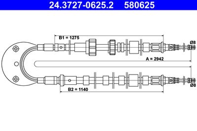 Тросик, cтояночный тормоз ATE 24.3727-0625.2 для FORD ORION