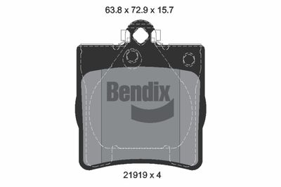 комплект спирачно феродо, дискови спирачки BENDIX Braking BPD1499