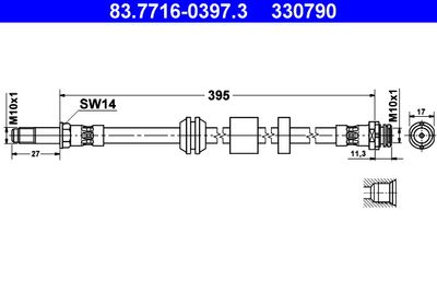 Тормозной шланг ATE 83.7716-0397.3 для FORD C-MAX