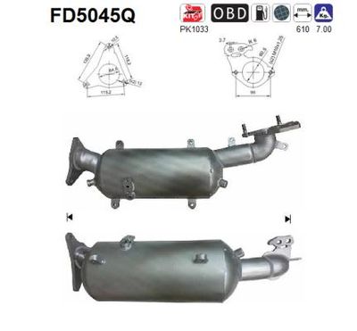 Filtr sadzy / filtr cząstek stałych, układ wydechowy AS 44612AA670