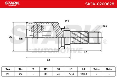 каре комплект, полуоска STARK SKJK-0200628