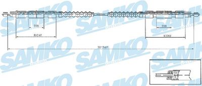 Тросик, cтояночный тормоз SAMKO C1256B для FIAT DUCATO
