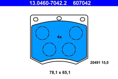 Комплект тормозных колодок, дисковый тормоз ATE 13.0460-7042.2 для FORD CONSUL