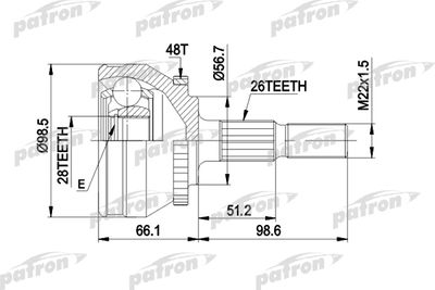PATRON PCV1368 ШРУС  для VOLVO S70 (Вольво С70)