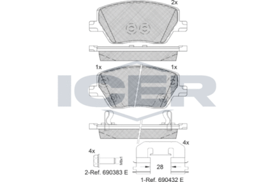 Комплект тормозных колодок, дисковый тормоз ICER 182275 для FIAT TIPO