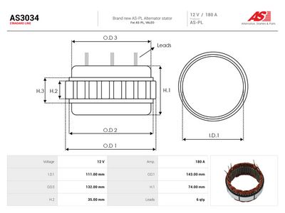 Stator, generátor AS-PL AS3034