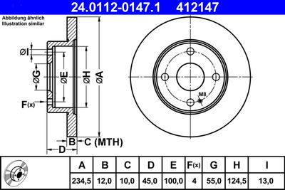 Тормозной диск ATE 24.0112-0147.1 для MAZDA 121
