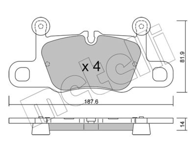 Комплект тормозных колодок, дисковый тормоз METELLI 22-1258-1 для PORSCHE TAYCAN