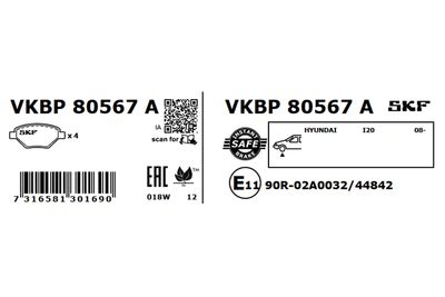 Brake Pad Set, disc brake VKBP 80567 A