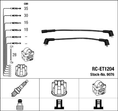 Комплект проводов зажигания NGK 9076 для TOYOTA TERCEL