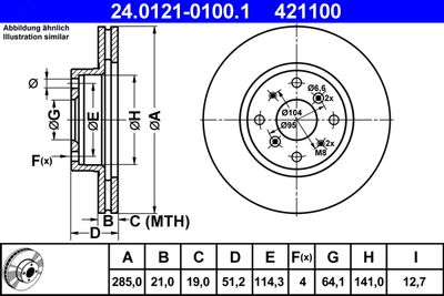 Тормозной диск ATE 24.0121-0100.1 для HONDA LEGEND