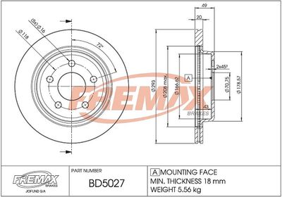 Тормозной диск FREMAX BD-5027 для PONTIAC FIREBIRD