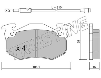 TRUSTING 038.2 Тормозные колодки и сигнализаторы для RENAULT SUPER 5 (B/C40_) 1.1 (B/C/401, B/C40H)