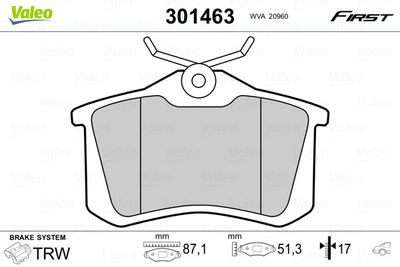 Комплект тормозных колодок, дисковый тормоз VALEO 301463 для FORD GALAXY