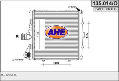 AHE 135.014/O Радиатор охлаждения двигателя  для PORSCHE CAYMAN (Порш Каман)