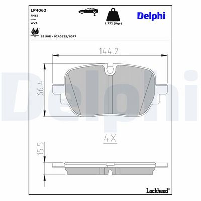 комплект спирачно феродо, дискови спирачки DELPHI LP4062