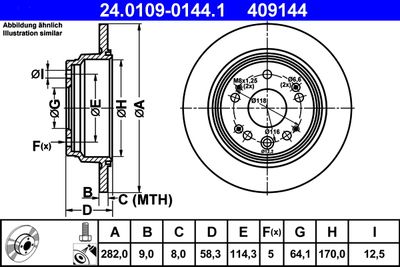 Тормозной диск ATE 24.0109-0144.1 для HONDA CR-V