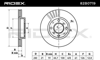 спирачен диск RIDEX 82B0719