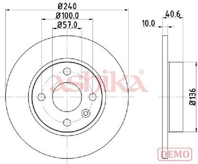 спирачен диск ASHIKA 61-00-0405C