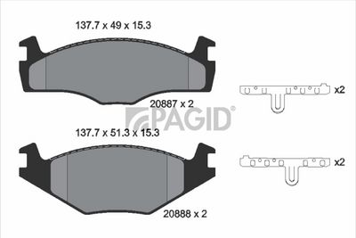 комплект спирачно феродо, дискови спирачки PAGID T4151N