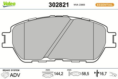 BREMSBELAGSATZ SCHEIBENBREMSE VALEO 302821