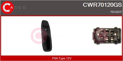 Выключатель, стеклолодъемник CASCO CWR70120GS для PEUGEOT 208