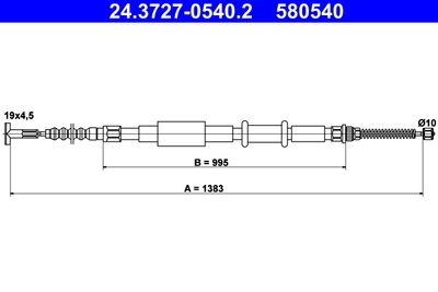 Тросик, cтояночный тормоз ATE 24.3727-0540.2 для ALFA ROMEO 146