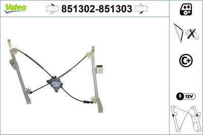 стъклоподемник VALEO 851303