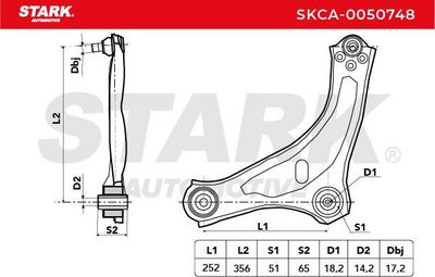 носач, окачване на колелата STARK SKCA-0050748
