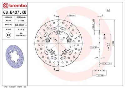 Kočni disk BREMBO 68B407K6
