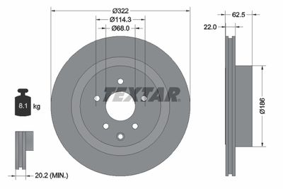 Тормозной диск TEXTAR 92203603 для NISSAN 350Z