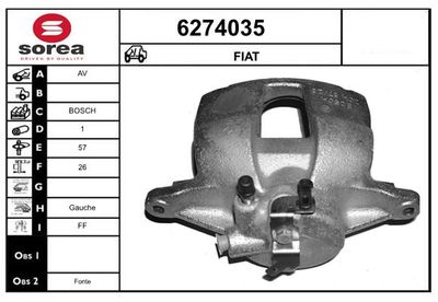STARTCAR 6274035 Тормозной суппорт  для ALFA ROMEO MITO (955_) 1.4 (955AXB1B)