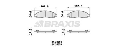 Комплект тормозных колодок, дисковый тормоз BRAXIS AB0377 для ISUZU D-MAX