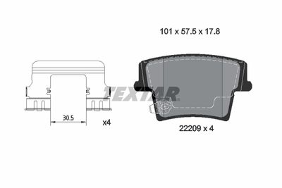 Комплект тормозных колодок, дисковый тормоз TEXTAR 2220901 для DODGE CHALLENGER