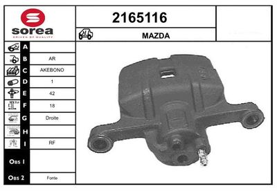 EAI 2165116 Тормозной суппорт  для MAZDA (Мазда)
