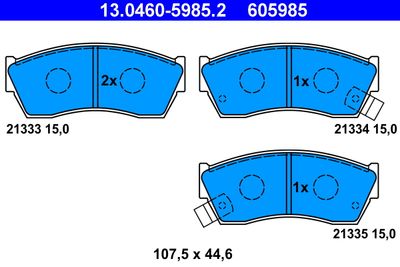 Комплект тормозных колодок, дисковый тормоз ATE 13.0460-5985.2 для SUZUKI ALTO