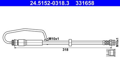 ATE 24.5152-0318.3 Тормозной шланг  для AUDI A5 (Ауди А5)