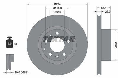 Тормозной диск TEXTAR 92079500 для MAZDA RX-7