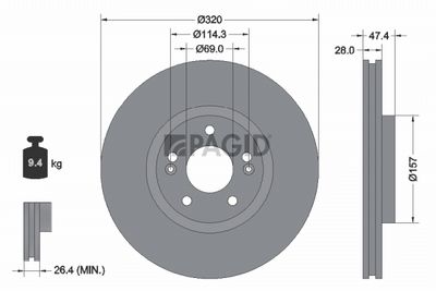 спирачен диск PAGID 55378NC