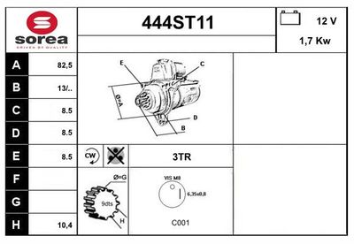 STARTCAR 444ST11 Стартер для VW JETTA I (16) 1.6 D